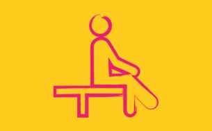Infographic showing a person sitting on a bench