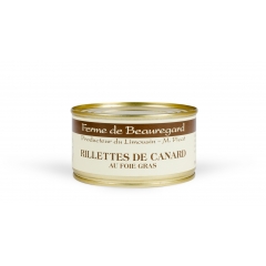 Rillette de canard au foie gras - Viande et gras de canard 60%, foie gras de canard 38%, sel, poivre.
Produit médaillé au Salon de l'agriculture en 2019.